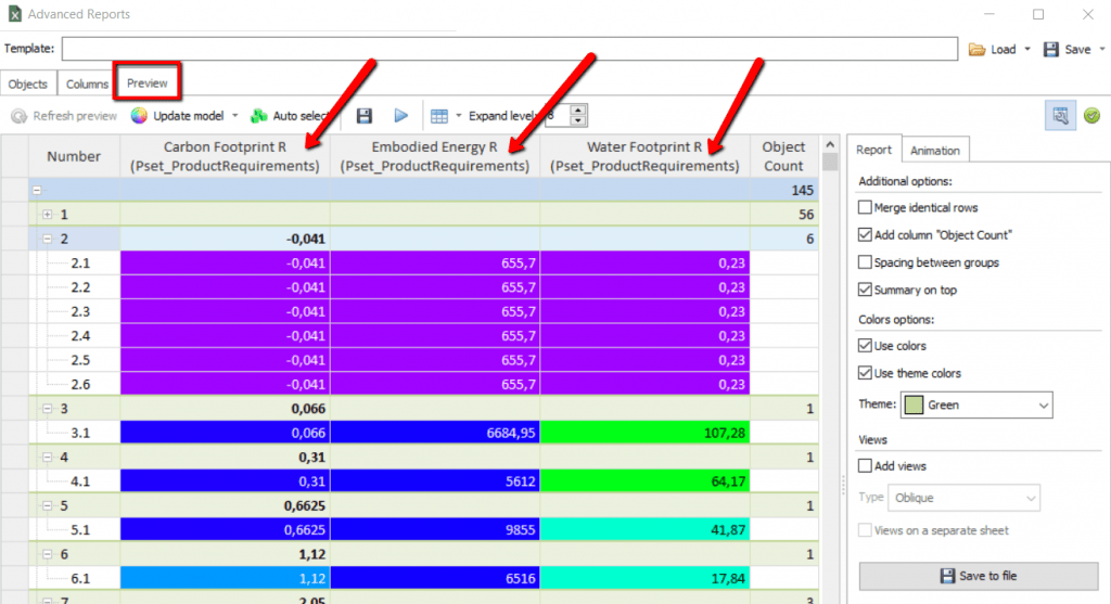 advanced reports emisja co2 opcja preview